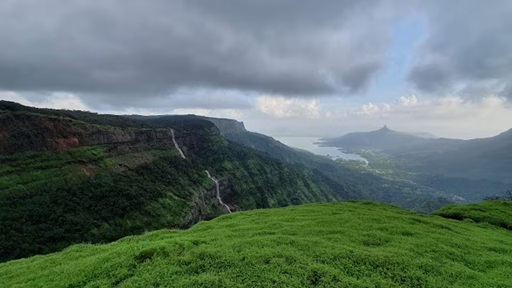 Layered mountains under soft light